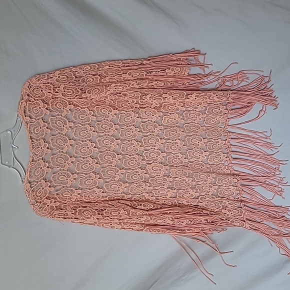 BKE Orange Floral Lace Boho Cover Up - Picture 11 of 13